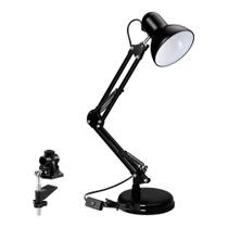 Luminária Articulada de Mesa Pixar Base e Clip Preto 69cm