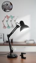 Luminária Articulada Mesa Garra Escritório 2x1 Bivolt