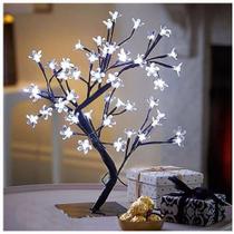 Luminária Árvore Flor De Cerejeira 48 Leds Abajur Bivolt Branco Frio - Coisaria