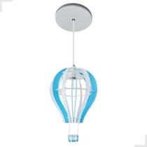 Luminária Balão Pendente Infantil Menino Azul Bebê Teto Branco Nuvem Céu Quarto Criança