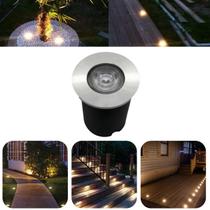 Luminária Balizador Spot Led SMD Em PVC De 1W Luz Branco Frio De Embutir Em Piso Chão Solo Gramado Jardim Escada Deck - CBC