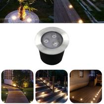 Luminária Balizador Spot Led SMD Em PVC De 3W Luz Branco Quente De Embutir Em Piso Chão Solo Gramado Jardim Escada
