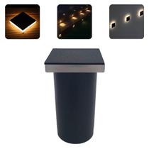Luminária Balizador Spot Quadrado Led Em PVC De 3W Luz Branco Quente De Embutir Em Piso Chão Solo Gramado Jardim Parede