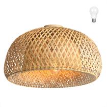 Luminaria Bambu Artesanal Fibra Natural Plafon Nat66 + Led
