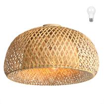Luminaria Bambu Artesanal Fibra Natural Plafon Nat66 + Led