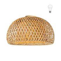 Luminária Bambu Artesanal Plafon Fibra Natural Nat65 + Led
