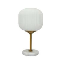 Luminaria Base Marmore Metal Dourado Cupula Cristal Branco