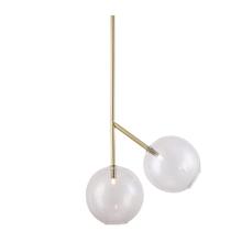 Luminária bell 2 bolas 25cm -metal ouro velho e vidro transp