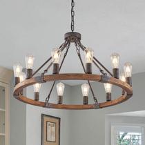 Luminária Benkut Wagon Wheel Chandelier 78 cm 12-Light