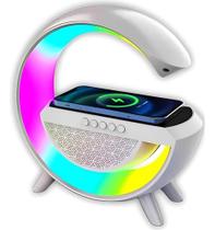 Luminária Bluetooth Caixa Som Carregador Indução Rgb