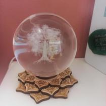 Luminária Bola de Cristal Árvore da Vida - Base Led Flor de Lótus Luminária Bola de Cristal Árvore da Vida - Base Led Flor de Lótus