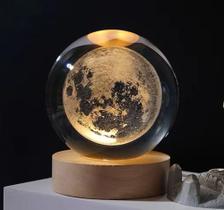 Luminária Bola de Cristal De Mesa LED Base Madeira Enfeite Decorativo Casa 6CM - BAZAR E DECORACOES