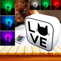 Luminária Box de Mesa Gato Love RGBW Controle Remoto Para Decorar e Iluminar 10010710