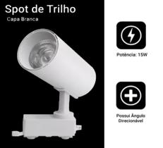 Luminária branca Trilho Spot Led 15W 3500K Branco Quente