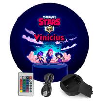 Luminária Brawl Stars - Personalizada com nome RGB + Controle