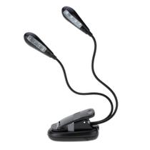 Luminária c/ 2 hastes flexíveis P/estante De Partitura c/8 Leds,presilha