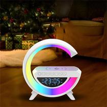 Luminária Caixa De Som E Carregador Wireless Relogio Despertador Compativel Android e iPh0ne Smart Station RGB