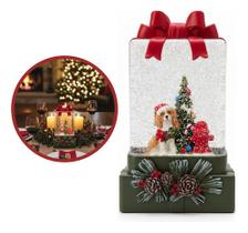 Luminária Caixa Presente Neve Papai Noel Musical Led Natal Cachorro Vermelho/ Verde Luminária Caixa Presente Neve Papai Noel Musical Led Natal Cachorro Vermelho/ Verde