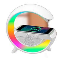 Luminária Caixa Som Bluetooth Carregador Indução Cor Branco
