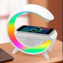 Luminária Caixa Som Bluetooth Carregador Indução Multi Color
