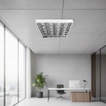 Luminária calha comercial sobrepor 62x62cm aletada com lâmpada t8 34w(branco quente)bivolt Luminária calha comercial sobrepor 62x62cm aletada com lâmpada t8 34w(branco quente)bivolt