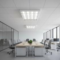 Luminária calha comercial sobrepor 62x62cm aletada com lâmpada t8 36w(branco frio)bivolt