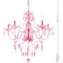 Luminária, candelabro com pingente de cristal rosa PAPAYA, 50 cm Luminária, candelabro com pingente de cristal rosa PAPAYA, 50 cm