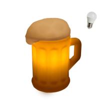 Luminária Caneca de Chopp com Lâmpada LED Abajur Cerveja Chope Decoração Presente Pai Namorado