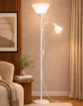 Luminária Chão 177cm Piso Articulada Dupla p/ 2 Lâmpadas Pedestal Coluna FL-1011-BRANCO Luminária Chão 177cm Piso Articulada Dupla p/ 2 Lâmpadas Pedestal Coluna FL-1011-BRANCO