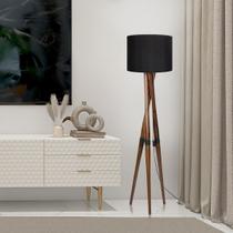 Luminária Chão Abajur Tripe Madeira Retrô Luxo Cúpula Clássica Preta Luminária Chão Abajur Tripe Madeira Retrô Luxo Cúpula Clássica Preta