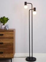 Luminária chão moderna 2 colunas metálicas slim cúpula curva 2 alturas 1,35m