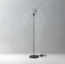 Luminária chão moderna coluna metálica slim cúpula diamante 1,30m