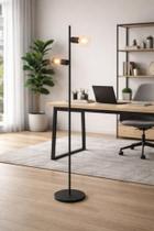 Luminária chão moderna coluna metálica slim duplo foco 1,35m