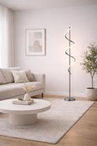 Luminária chão moderna coluna metálica slim+ LED espiral 1,35m