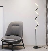 Luminária chão moderna coluna metálica slim retangular + LED integrado Espiral 1,40m