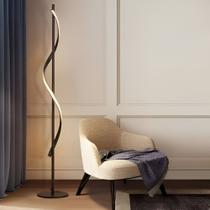 Luminária chão moderna minimalista coluna slim + perfil ondas LED integrado 1,30m