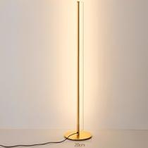 Luminária Chão Moderna Slim Linear Perfil LED Integrado Base Metálica Redonda - 1,20m