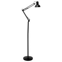 Luminária Chão Pedestal Articulada Tipo Coluna Preta Office Lamp