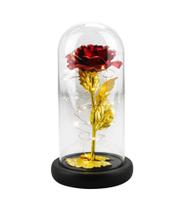 Luminária Cilíndrica Rosa Folhas Douradas ou Vermelha 22cm - Taimes Luminária Cilíndrica Rosa Folhas Douradas ou Vermelha 22cm - Taimes