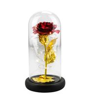 Luminária Cilíndrica Rosa Folhas Douradas ou Vermelha 22cm