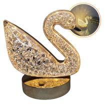 Luminária Cisne Luxuosa Abajur Touch Cristal 3D Carrega USB, 3 Intensidades De Cores TB082105