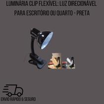 Luminária Clip Flexível: Luz Direcionável para Escritório ou Quarto - Preta