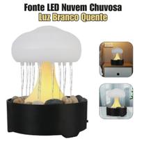 Luminária Cogumelo Nuvem Chuvosa com Fonte Elétrica Portátil - Luz Noturna Decorativa para Quarto