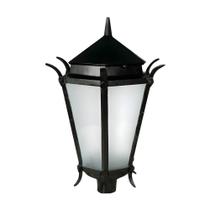 Luminária Colonial para Poste Francesa Grande em Alumínio Preto Luminárias N. Sra. da Guia