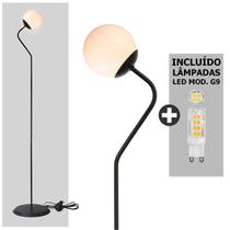 Luminária Coluna Abajur Piso Chão Globo - KOMA+ Lâmpada G9 220V