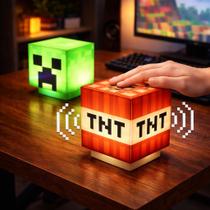 Luminária Creeper TNT Minecraft LED Noturna Toque com Som Recarregável USB Tipo C Decoração Quarto O Luminária Creeper TNT Minecraft LED Noturna Toque com Som Recarregável USB Tipo C Decoração Quarto O