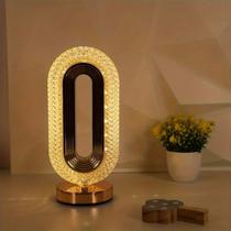 Luminária Cristal Abajur Oval Usb 5w Bivolt Dourado Eclick Cor da cúpula:Dourado/DouradoVoltagem:127/220V