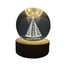 Luminária Cristal de mesa Nossa Senhora Aparecida Padroeira do Brasil Fé LED Presente Natal Bola