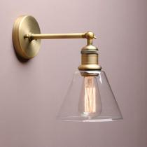 Luminária de arandela de parede interna Yosoan, 1 luz moderna, única, latão antigo, industrial vintage, com fio, lâmpada de abajur de vidro transparente queimado em funil para pia de banheiro, varanda, cozinha, sala de estar (antiga)