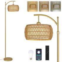 Luminária de Arco Eyassi Dourada LED com 3 Temperaturas de Cor e Controle Remoto Dimável Luminária de Arco Eyassi Dourada LED com 3 Temperaturas de Cor e Controle Remoto Dimável